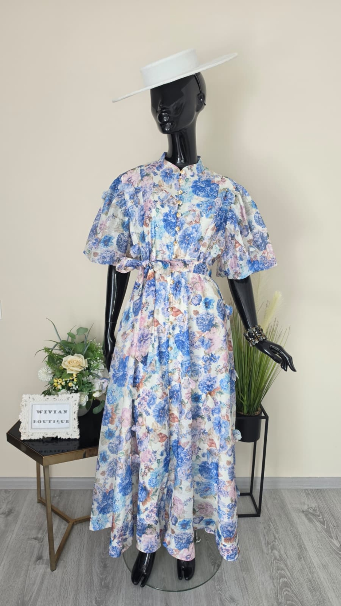 Rochie Aura Floral-Albastru