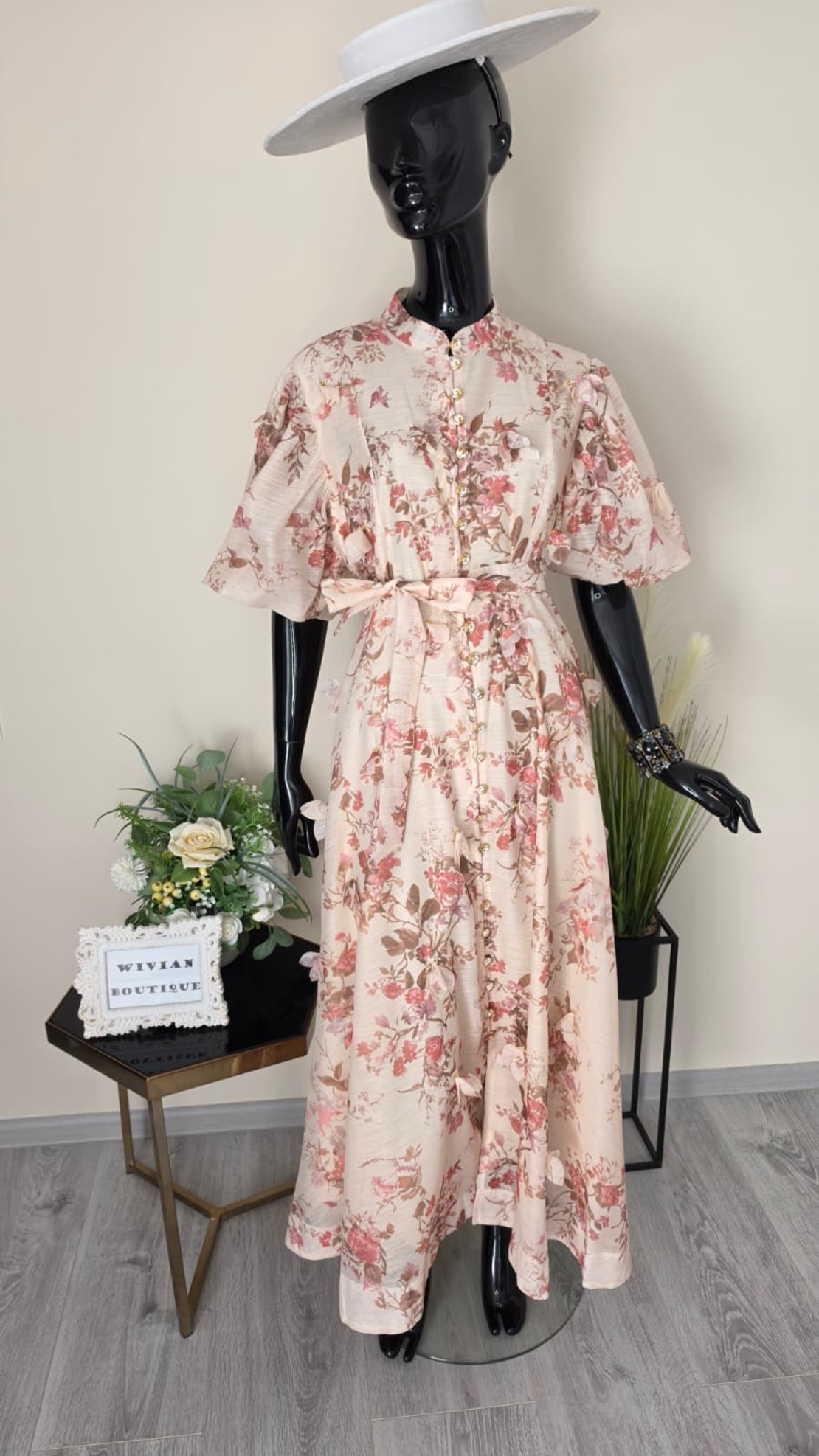 Rochie Aura Floral-Bej