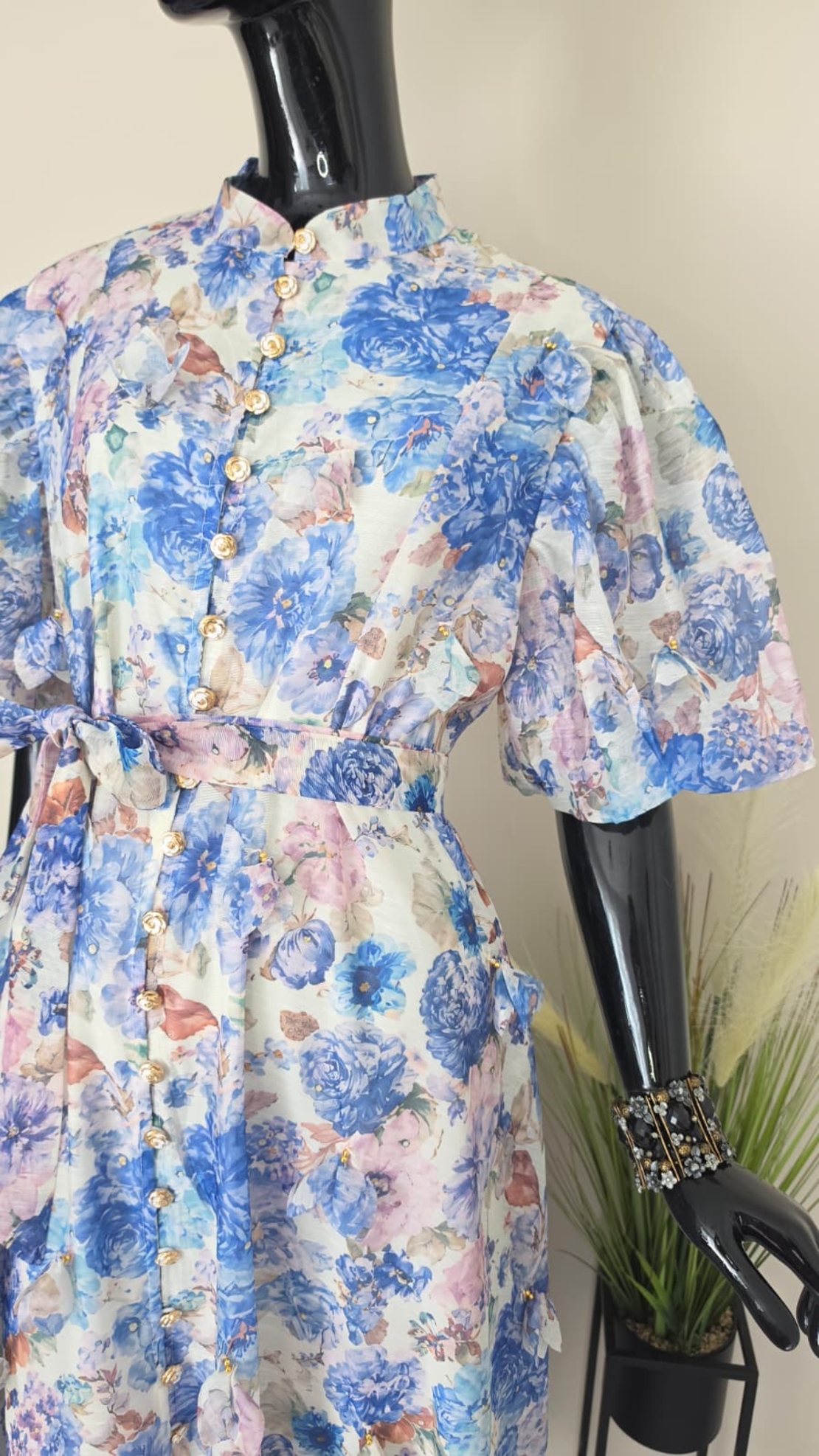 Rochie Aura Floral-Albastru