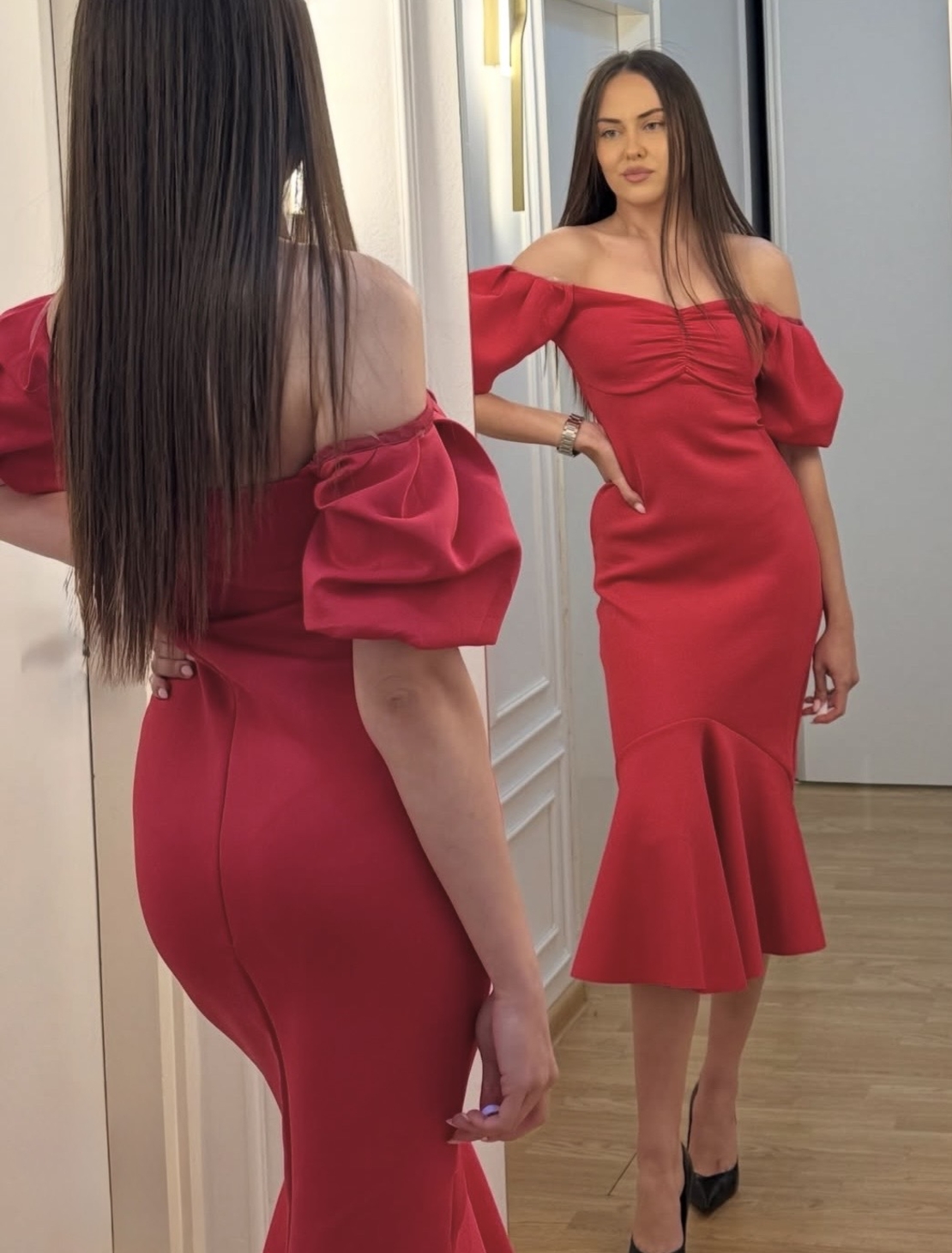Koral midi haljina