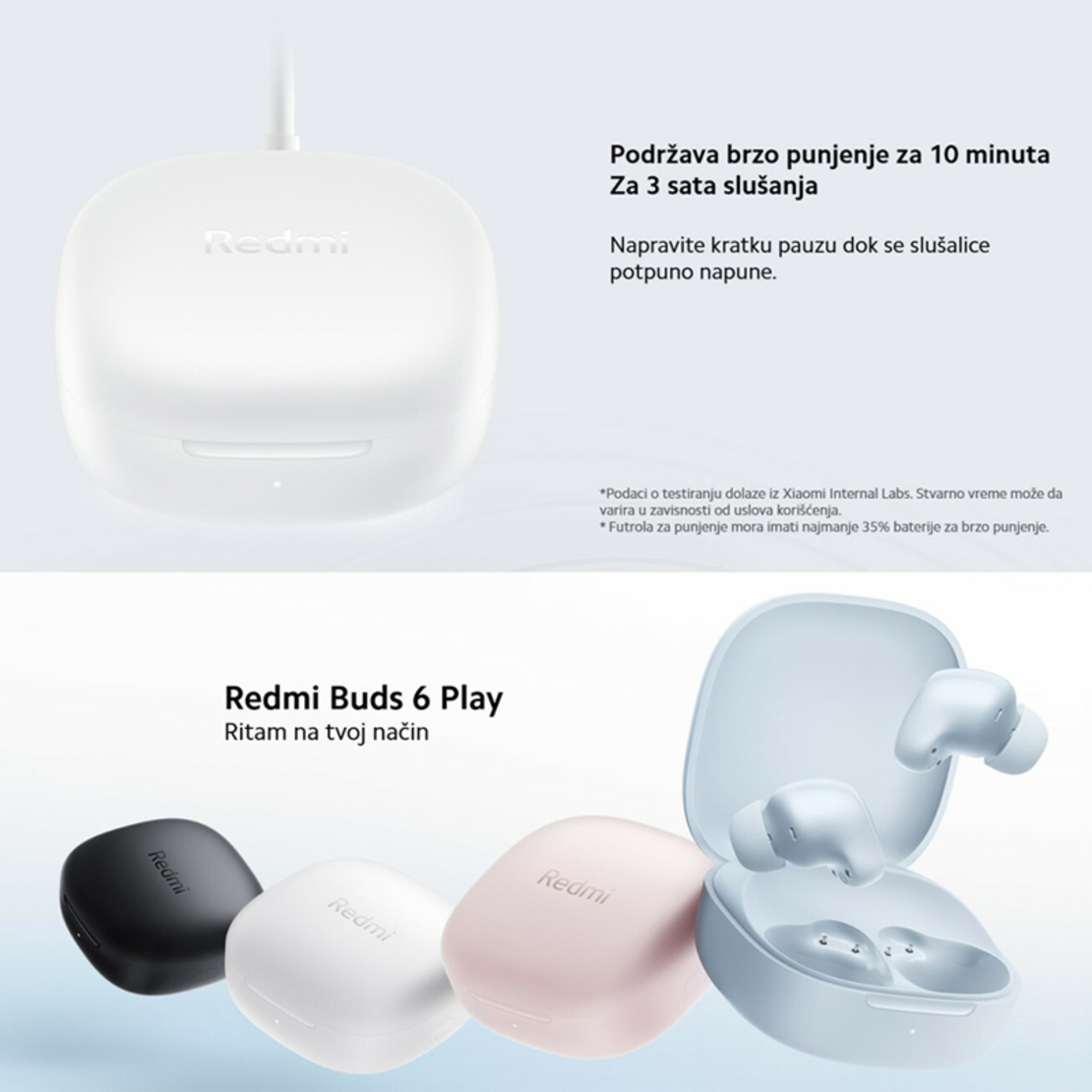 Slusalice XIAOMI Redmi Buds 6 Play Full ORG (BHR8776GL) crne