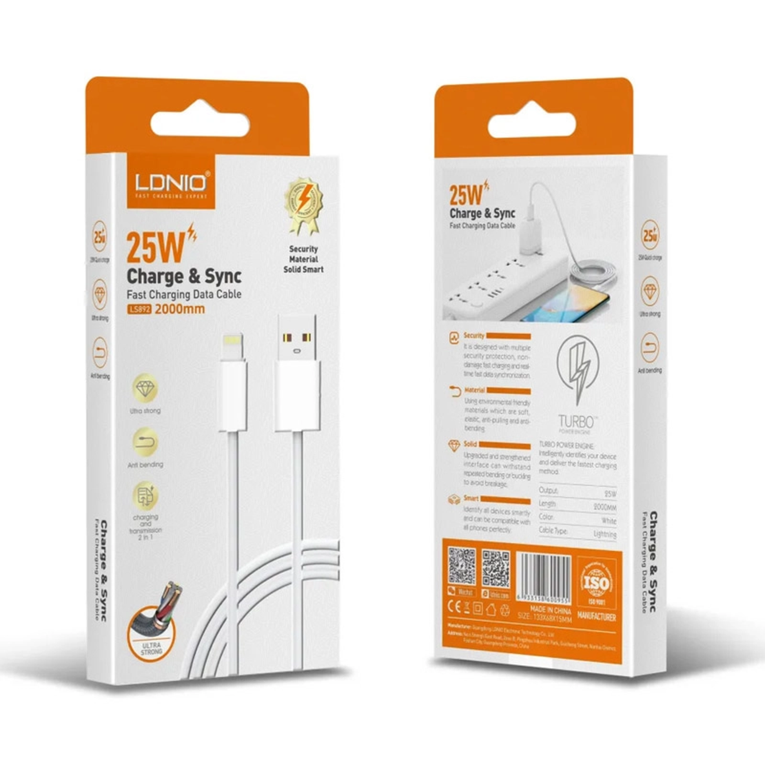 Kabel LDNIO LS892 25W Fast USB na Type-C beli 2m