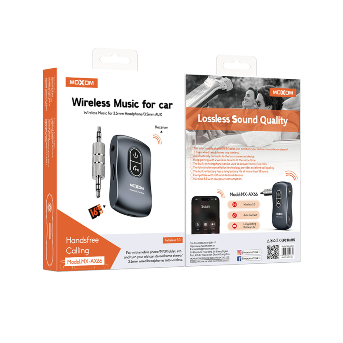 Bluetooth Receiver za auto Moxom MX-AX66 crni
