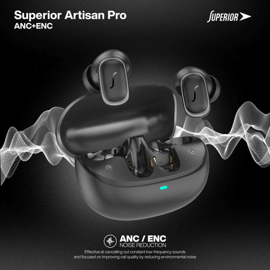 Slusalice bluetooth Superior Artisan Pro ANC+ENC crne