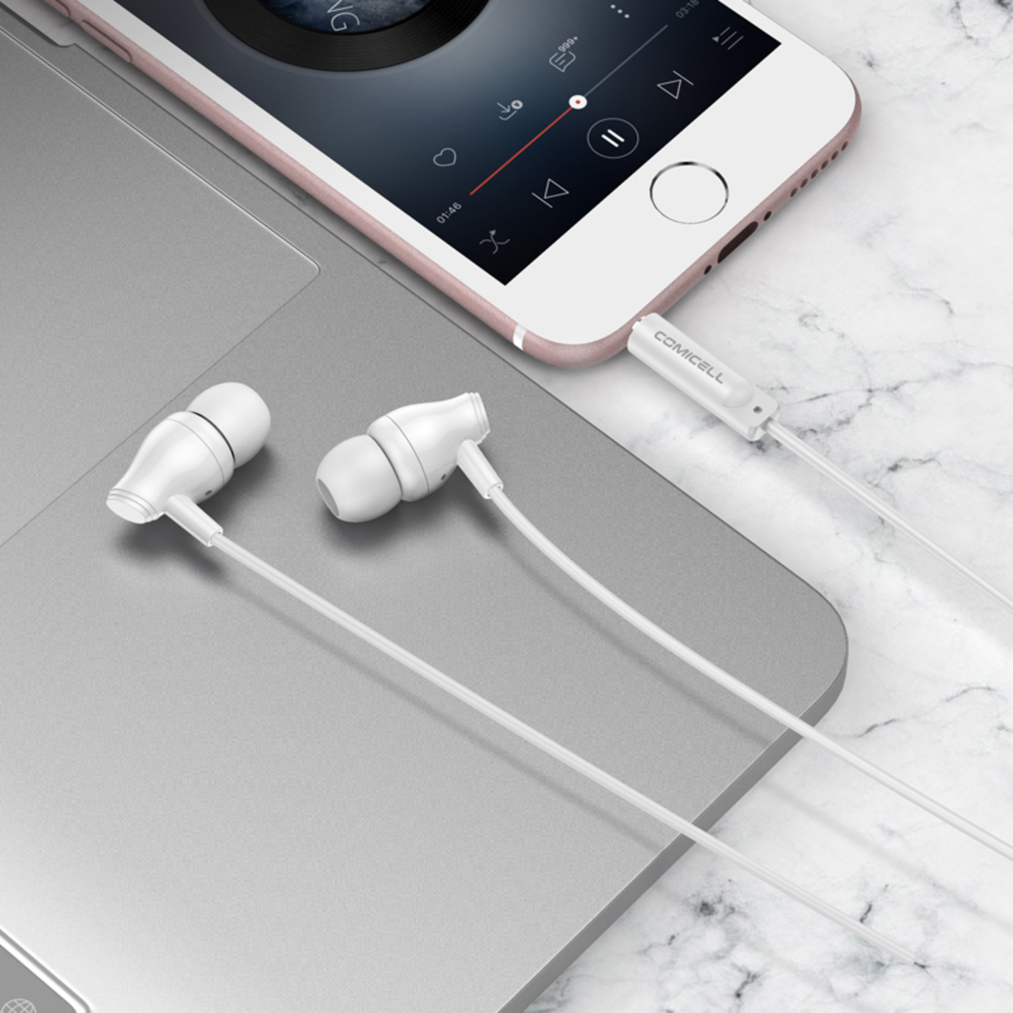 Handsfree slusalice Comicell Superior CO-BM61 univerzalne 3.5 mm bele