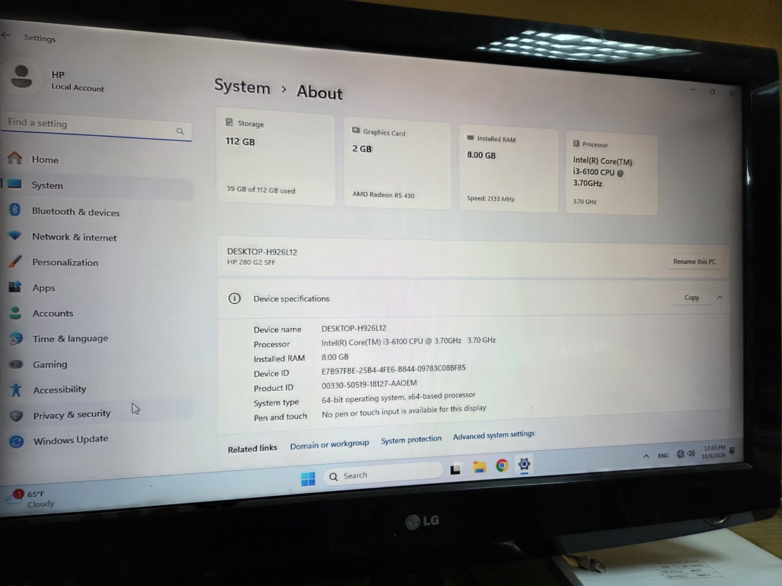 HP 280 G2/ intel i3 6100 3.7GHz/8GB DDR4/2GB R5 430