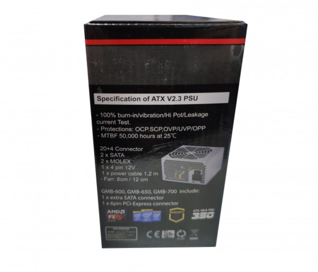 GMB-650-12 sa kutijom ** Gembird napajanje 650W 12cm FAN,20+4pn,4pin,3xSATA,1xIDE 4-pin, 6-pin