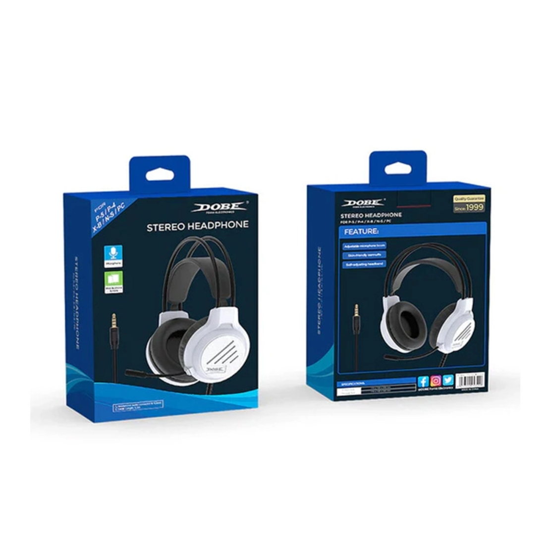 Slusalice Gaming DOBE TP5-3592 za PS5 i PS5 Slim bele
