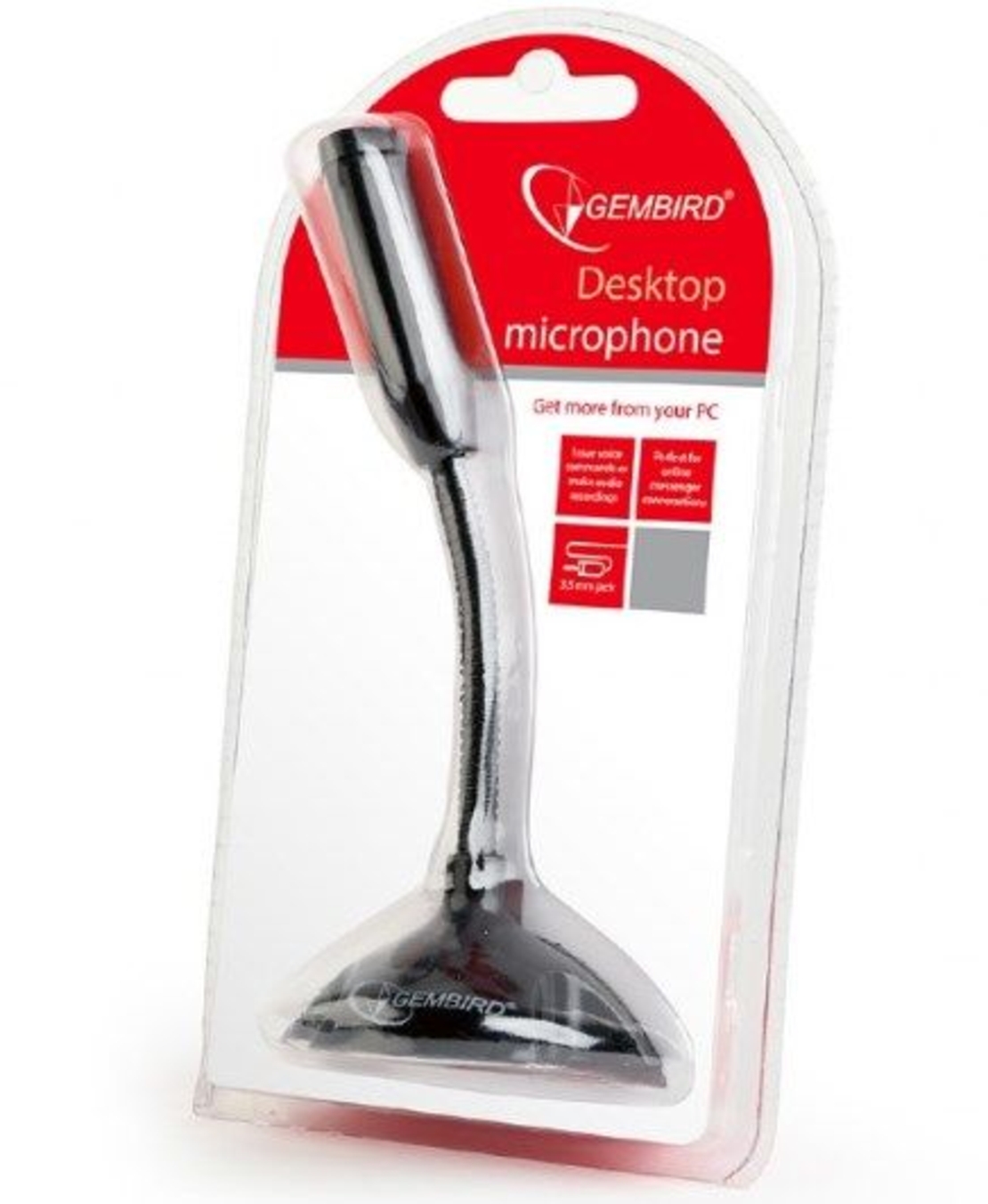 Gembird Desktop mikrofon, savitljivo telo, black, 3.5mm
