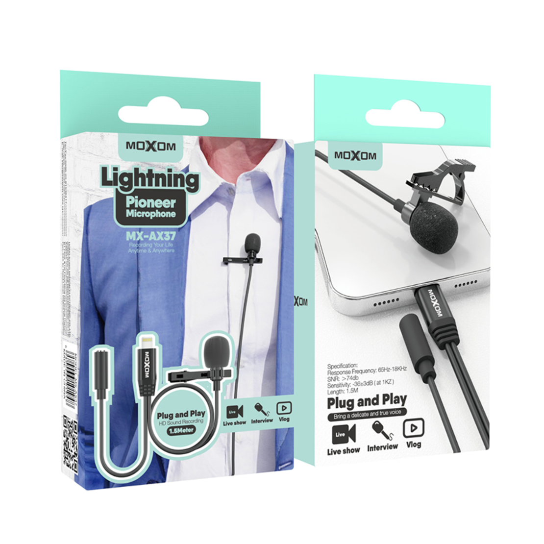 Mikrofon Moxom MX-AX37 Lightning crni