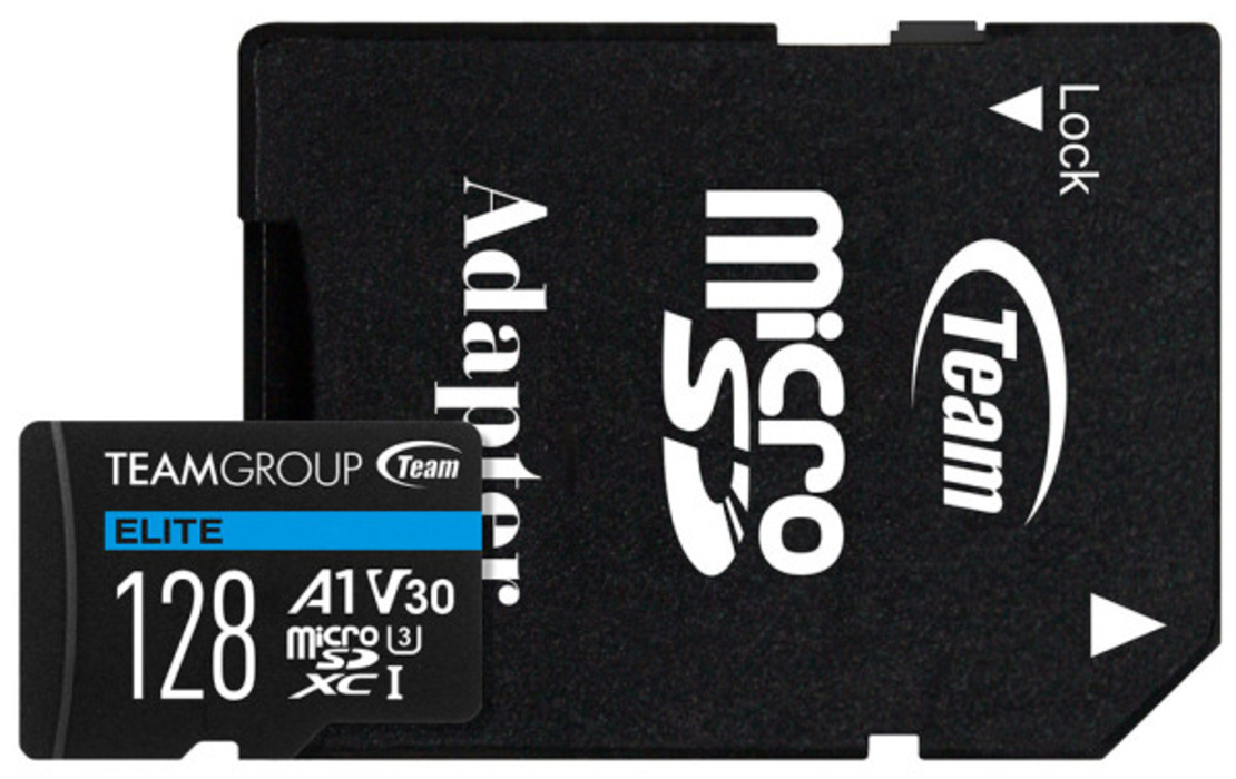 TeamGroup MICRO SDXC 128GB ELITE, UHS-I U3 V30 A1, 100/50MB/s +SD Adapter
