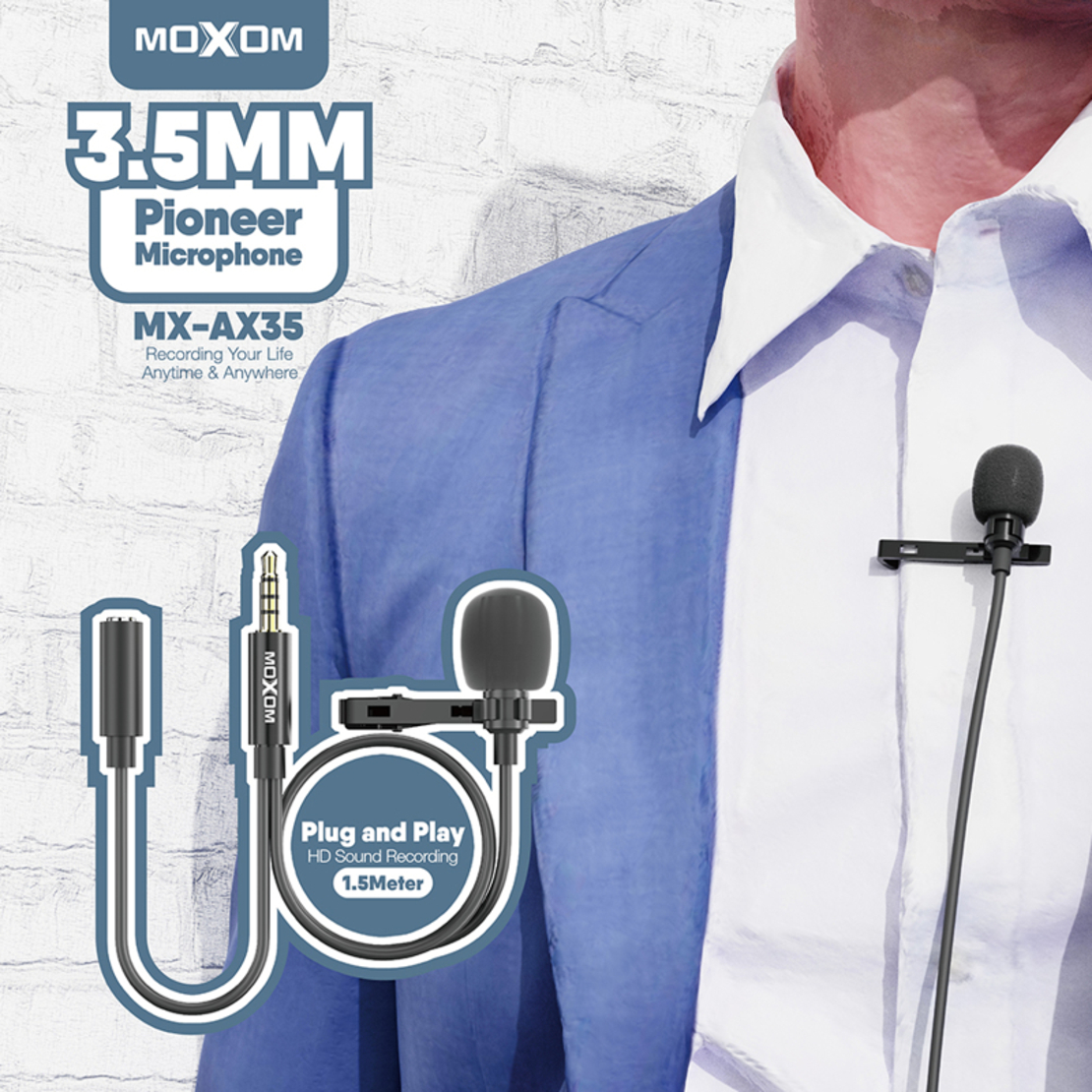 Mikrofon Moxom MX-AX35 3.5mm crni