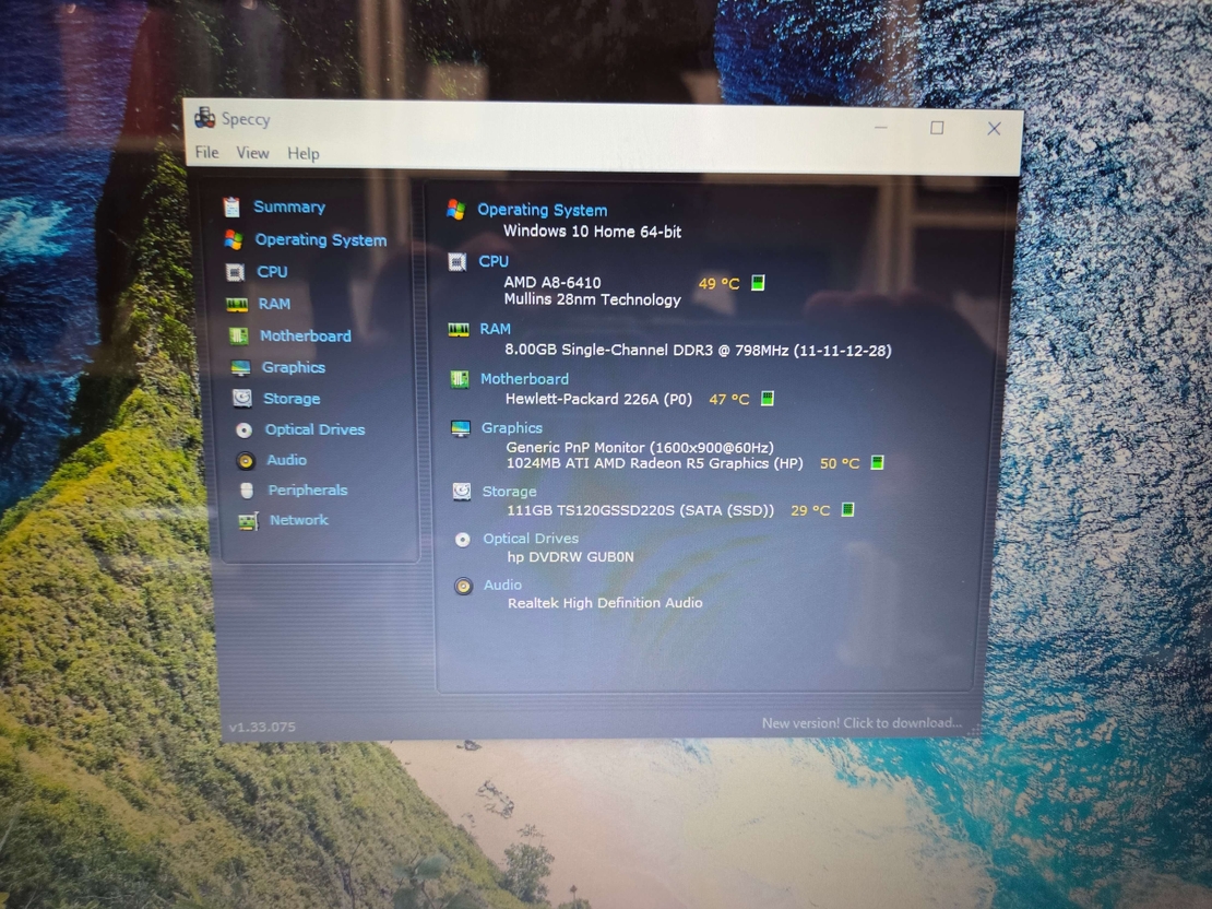 HP Pavilion G7 17.3/AMD A8 6410 2.4GHz/8GB DDR3l/120GB SSD