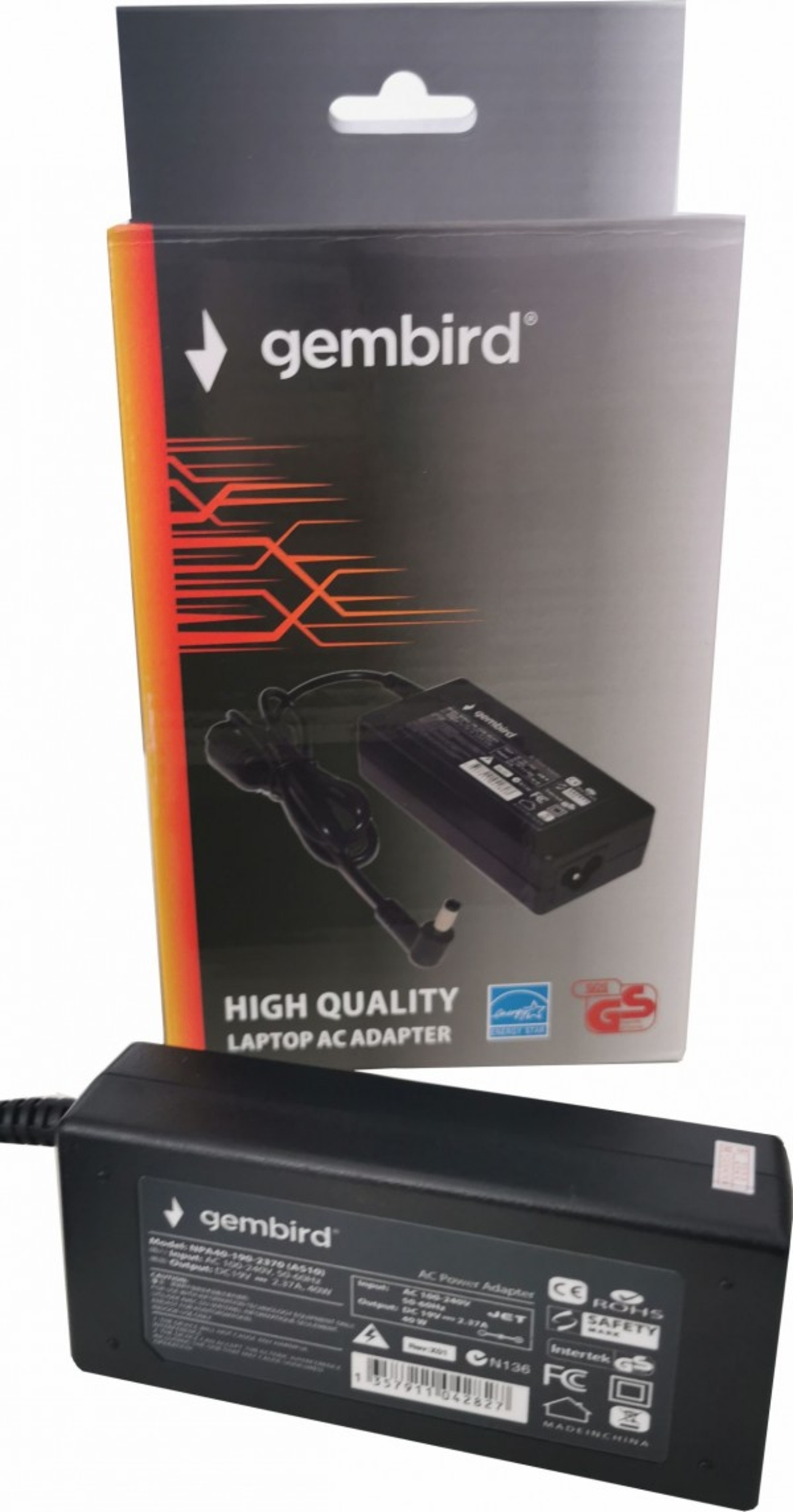 NPA65-195-3340 (DE03) Gembird punjac za laptop 65W-19.5V-3.34A, 7.4x5.0mm black PIN