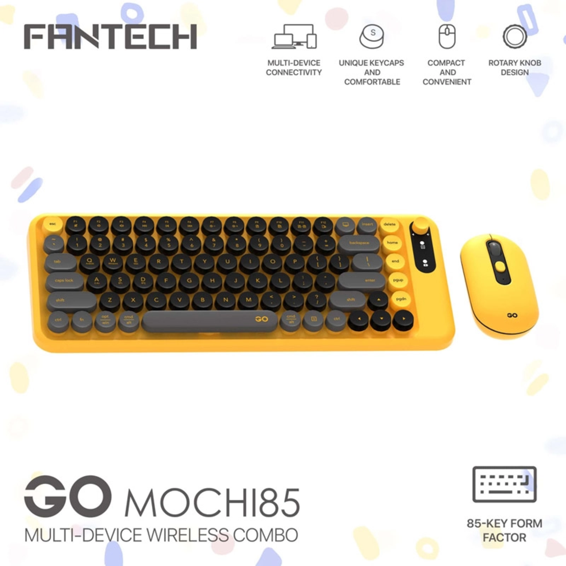 Combo mis tastatura wireless Fantech WK-898 GO mochi85 zuta