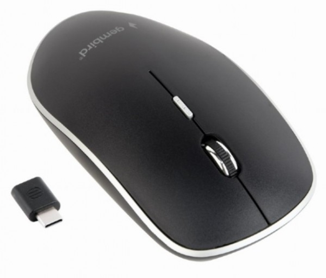 MUSW-4BSC-01 Gembird Type-C Necujni bezicni mis 2,4GHz opticki USB 800-1600Dpi black 115mm