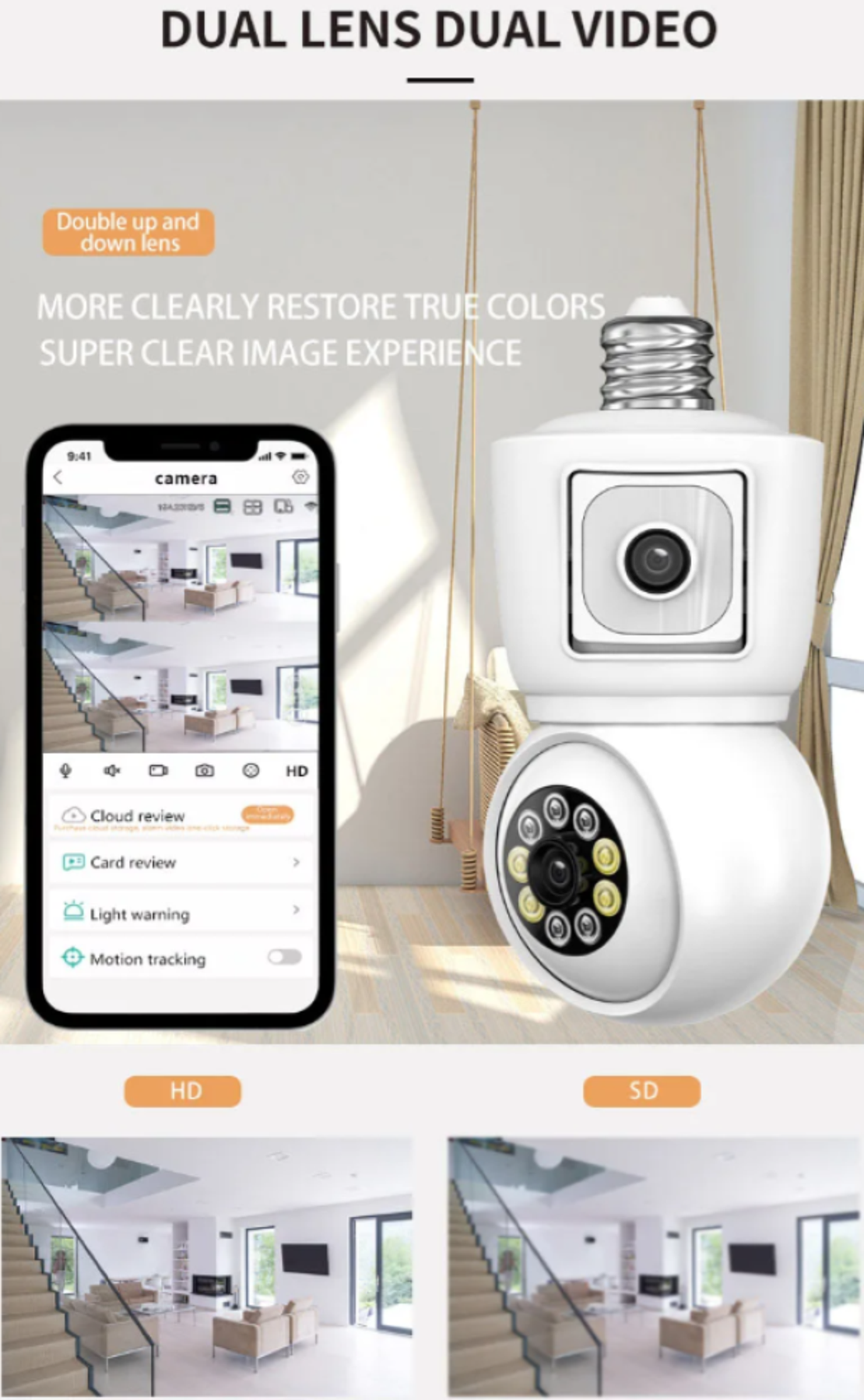 CAM-IP6MP-Q3 GMB PTZ kamera 6mpix microSD iCSee xmeye Two-way voice 2x3,6mm SIJALICNO GRLO E27