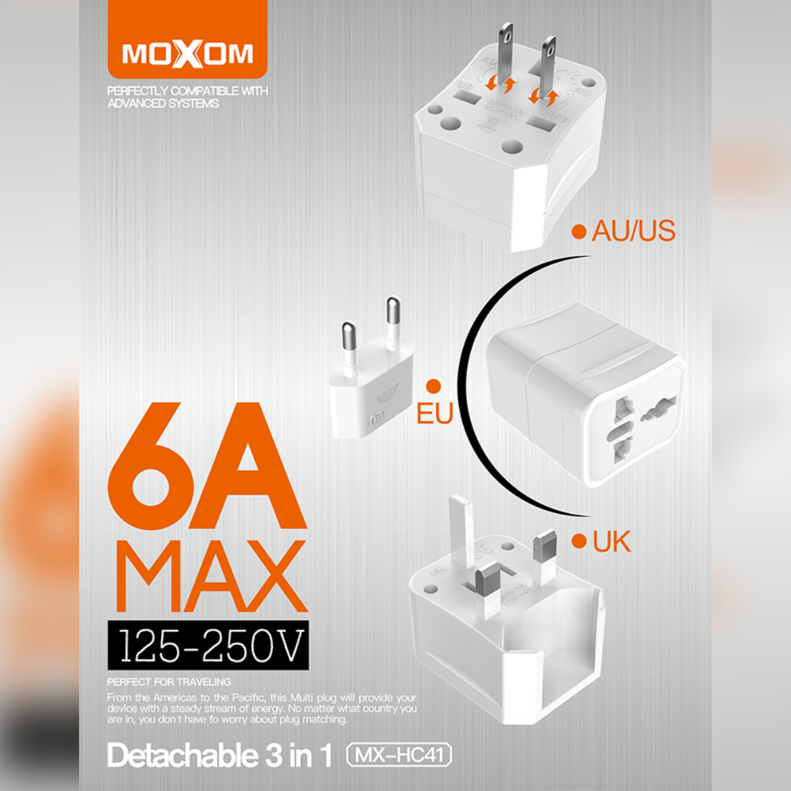 Adapter univerzalni 3u1 Moxom MX-HC41 6A beli