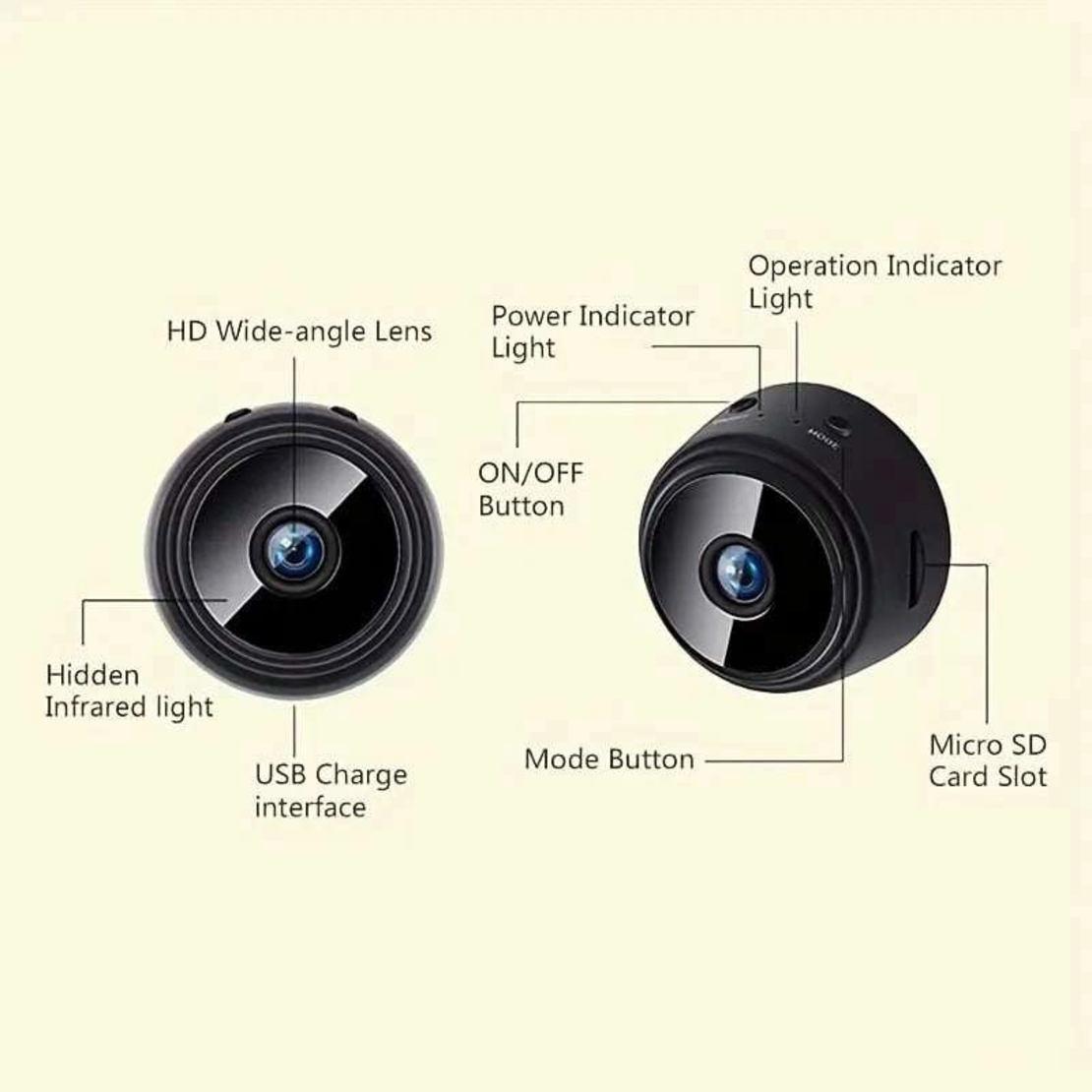 Mini Wireless Kamera 1080P A9 crna