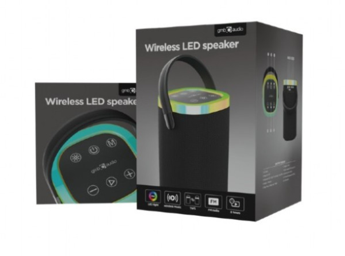 SPK-BT-LED-06 Gembird Portable Bluetooth LED speaker, 10W, BT, FM, USB, Handsfree, Black