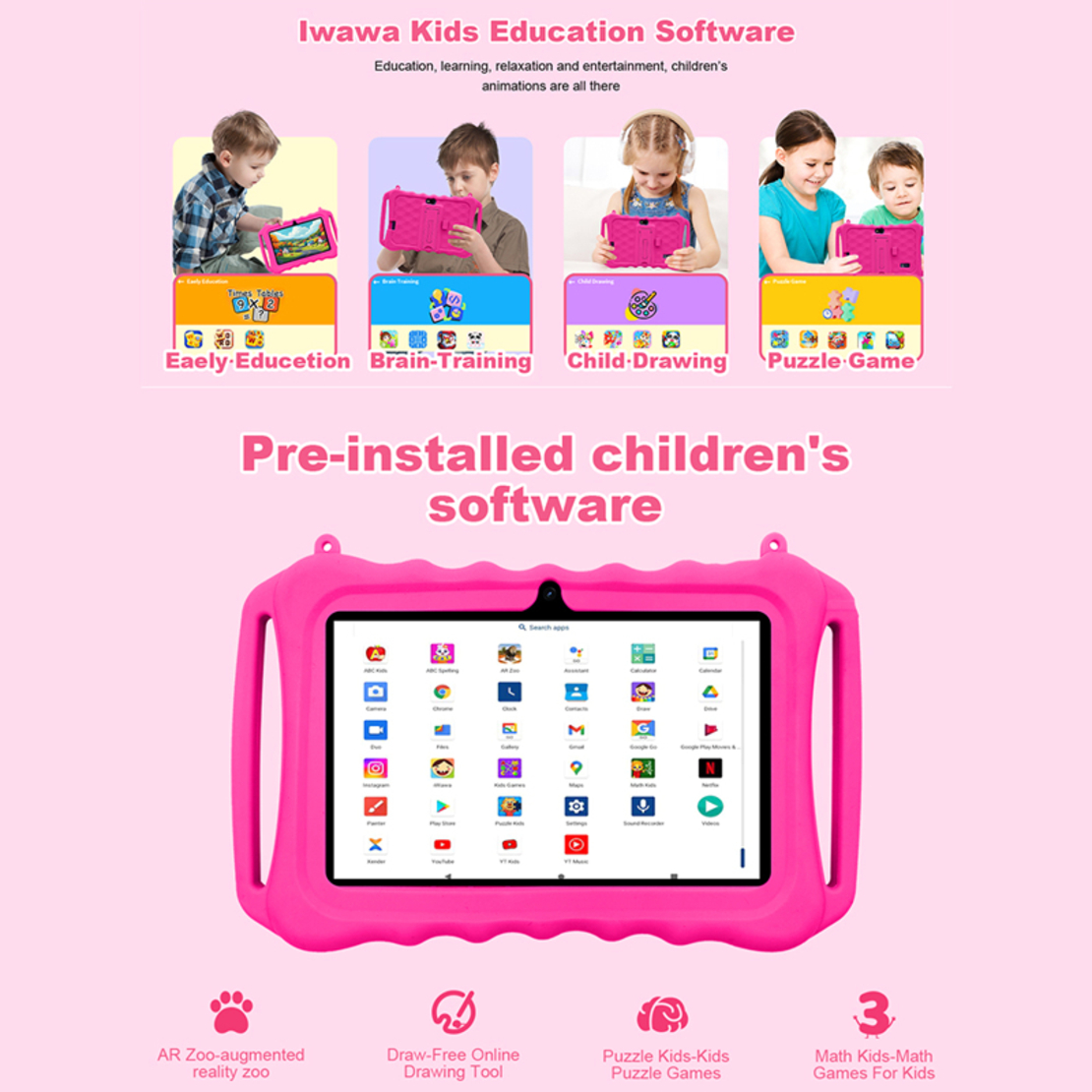 Wintouch tablet za decu K705 7 inca beli / roze futrola