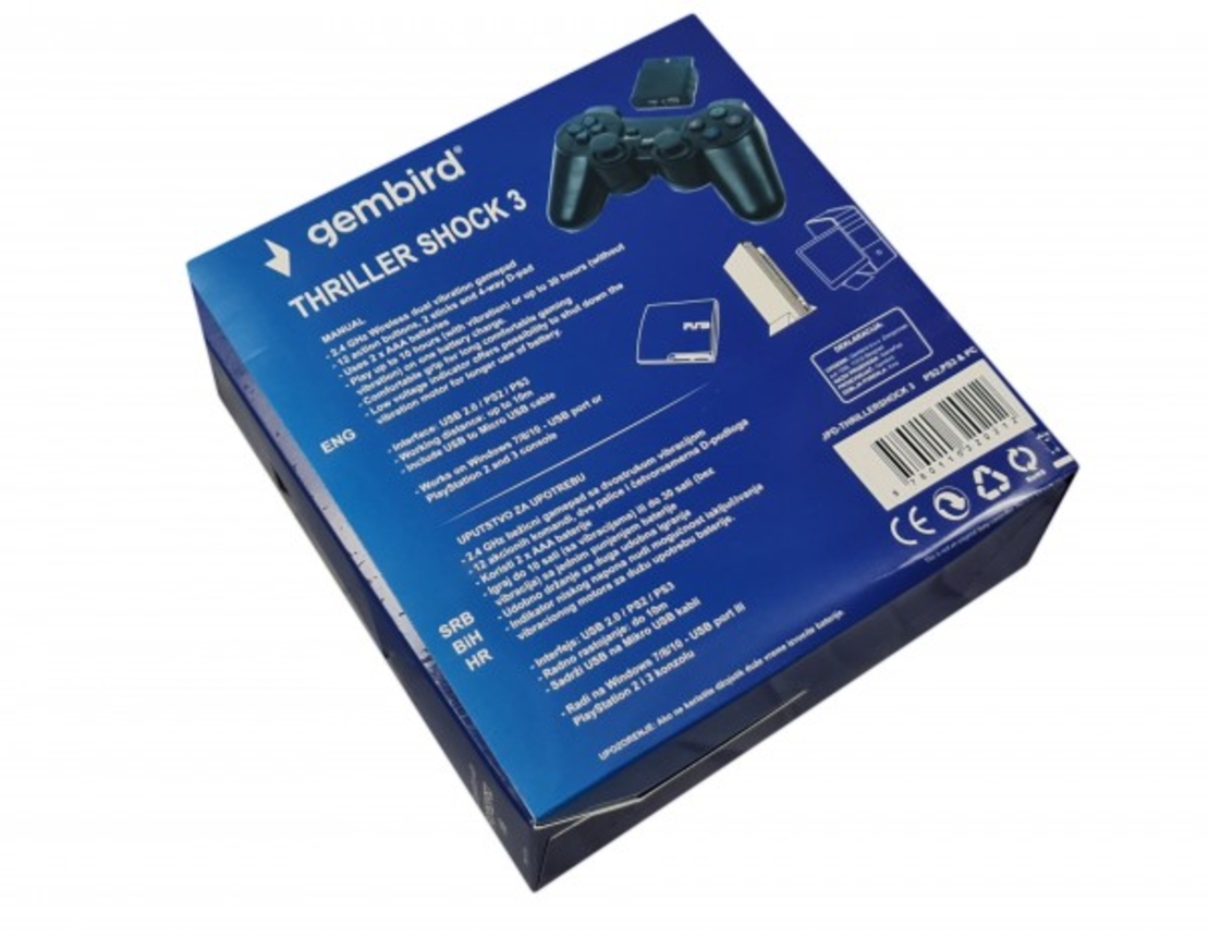 Gembird Bezicni gamepad sa dvostrukom vibracijom, PS2 / PS3 / PC