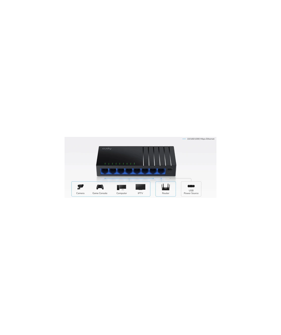 Cudy GS108D V7.0,8-Portni Gigabit Desktop Switch,USB-C, 170m