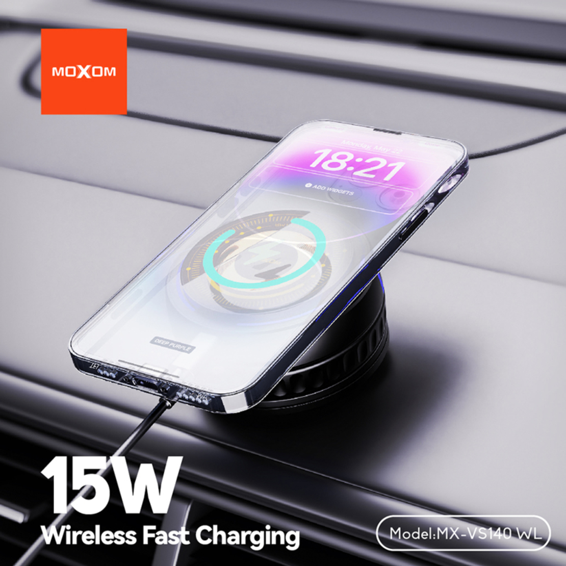 Drzac za mobilni telefon Moxom MX-VS140 wireless 15W crni