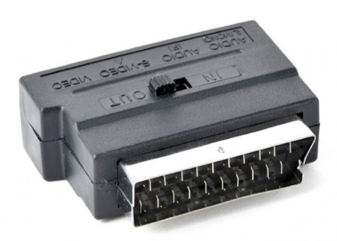 Gembird 3 X RCA and 1 X S-Video plugs on one side and SCART on other side