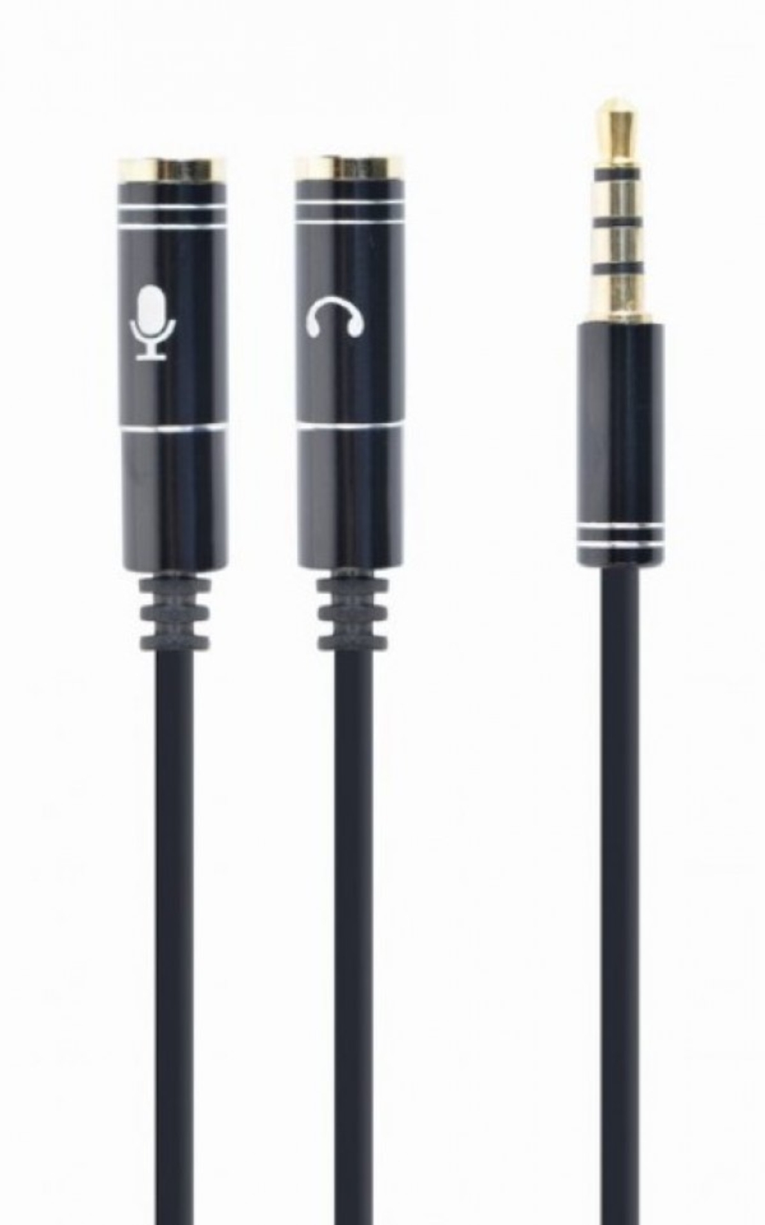 Gembird 2x 3.5 mm(slusalice i mikrofon) Metalni adapter na 1x 3.5mm(4 pin) cable, 0.2m crn