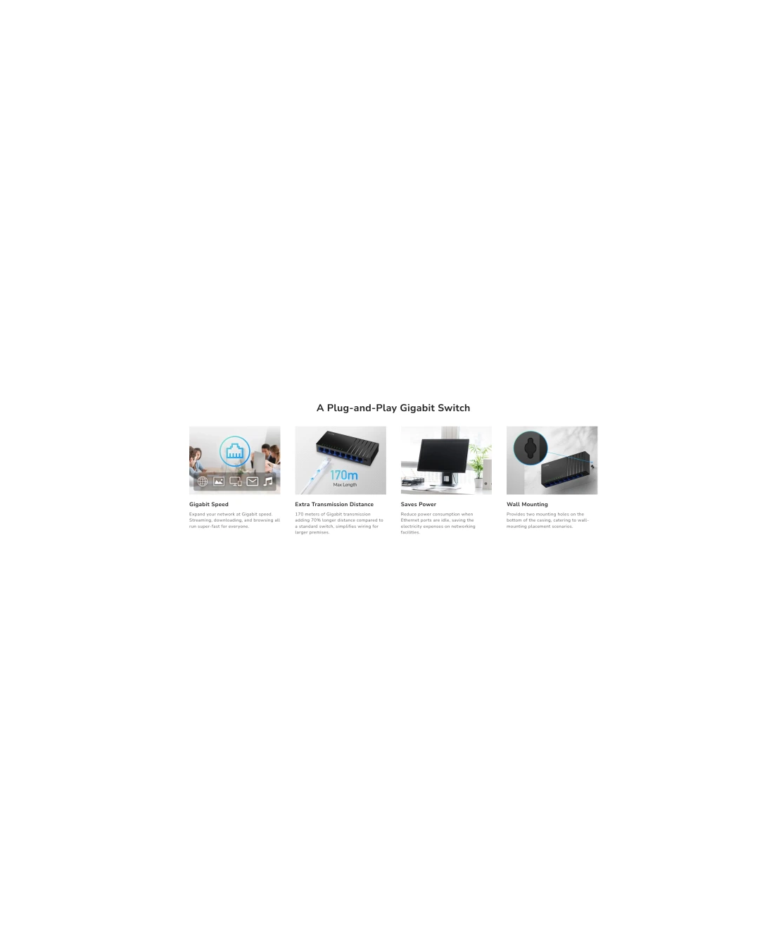 Cudy GS108D V7.0,8-Portni Gigabit Desktop Switch,USB-C, 170m
