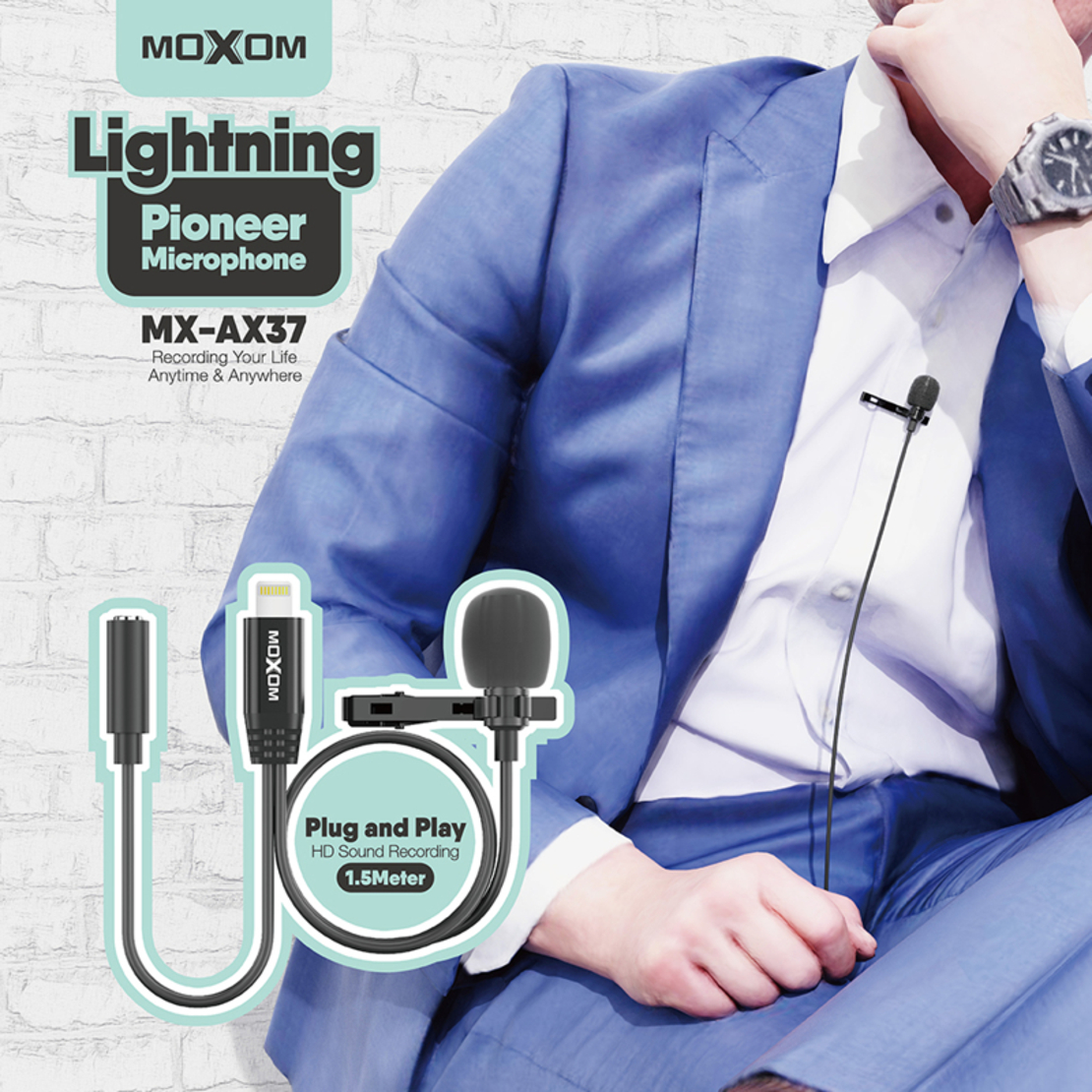Mikrofon Moxom MX-AX37 Lightning crni