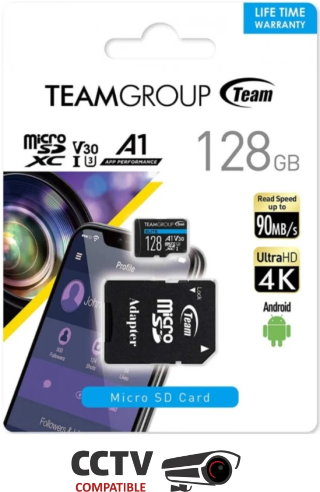 TeamGroup MICRO SDXC 128GB ELITE, UHS-I U3 V30 A1, 100/50MB/s +SD Adapter