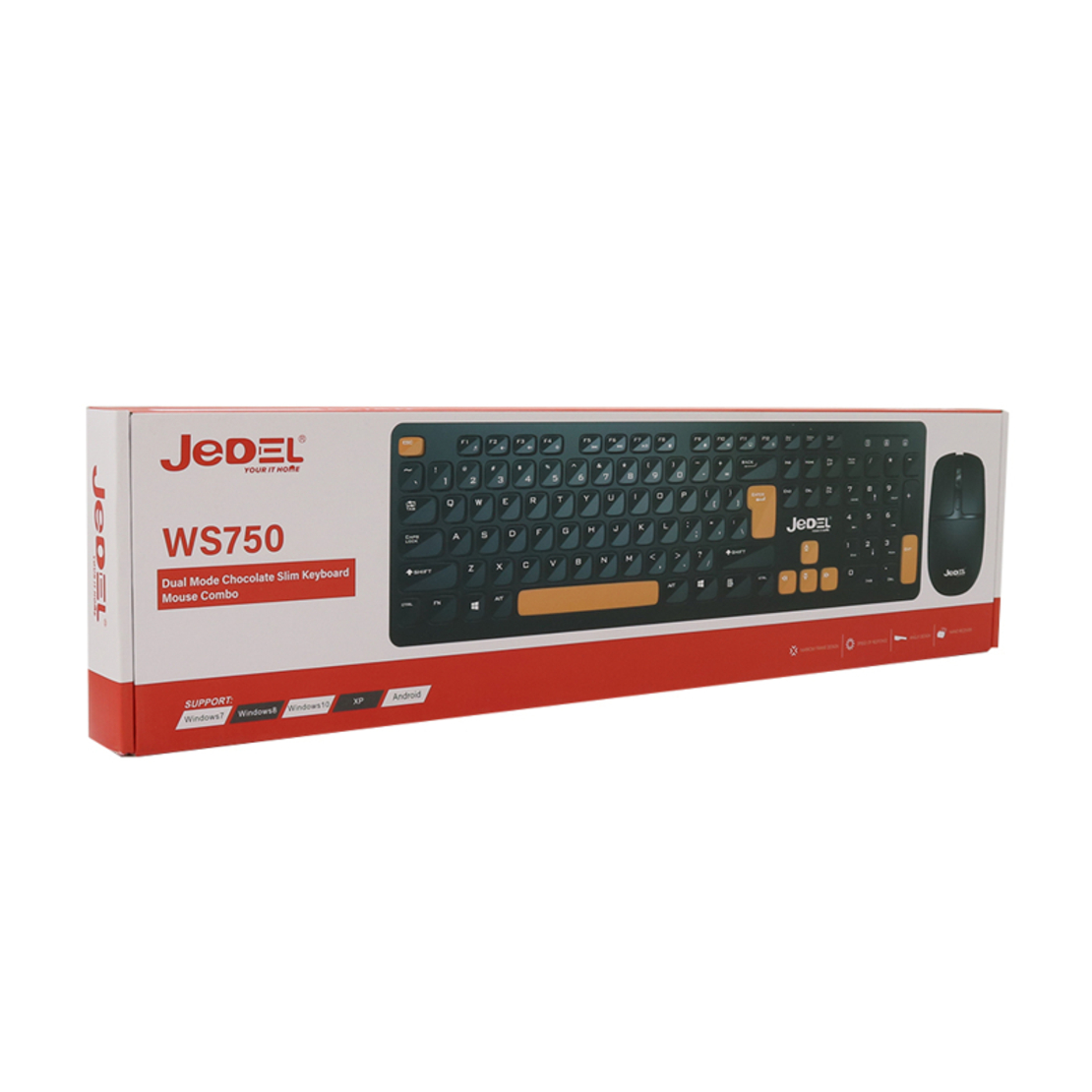 Tastatura bezicna i mis bezicni WS750 crno-narandzasta JEDEL