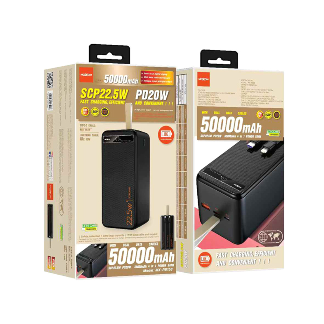 Power Bank Moxom MX-PB158 super fast USB/PD 22.5W/20W 50000 mAh black