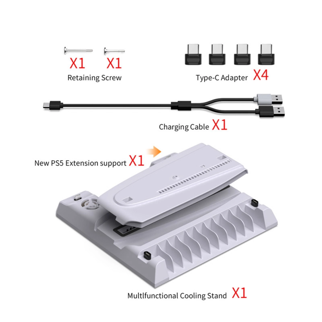 Stalak za PS5/PS5 SLIM DOBE multifunkcionalni TP5-3537B beli