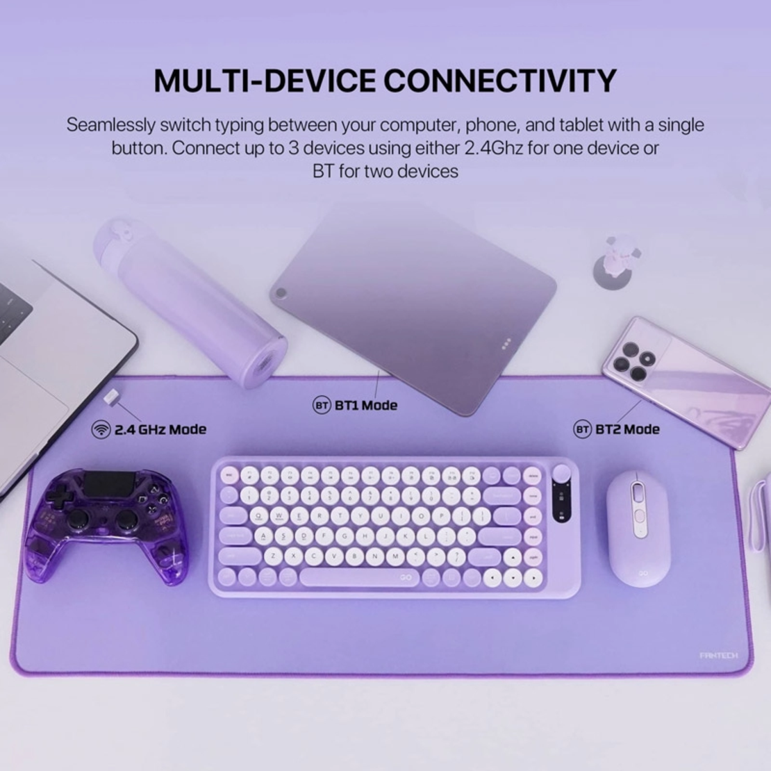 Combo mis tastatura wireless Fantech WK-898 GO mochi85 zuta