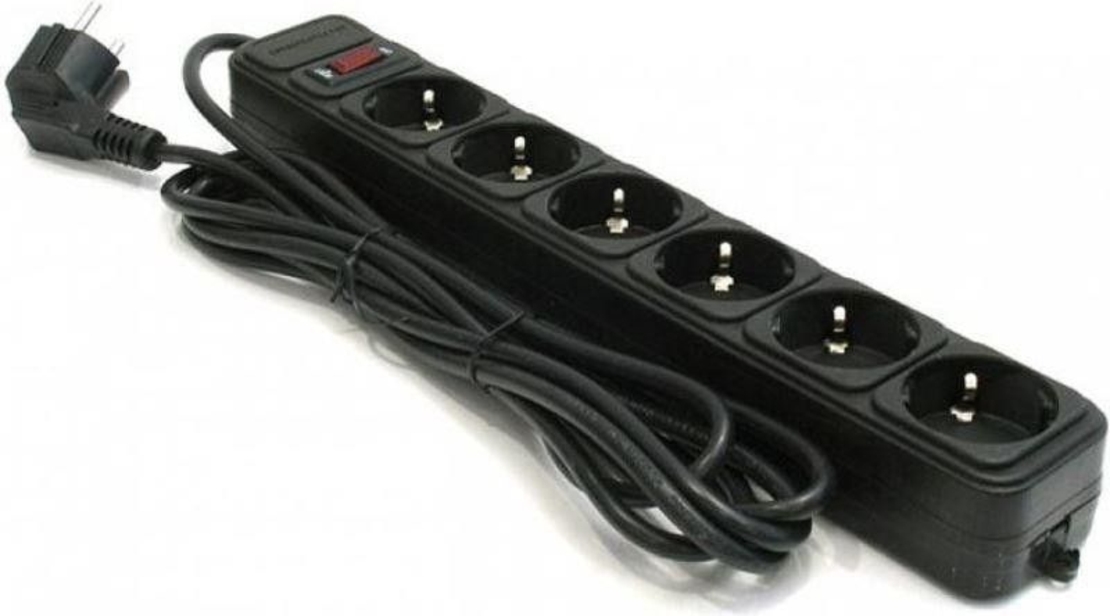 SPG6-B-10 (3G1.5) ** Gembird produzni kabl sa zastitom 6 uticnica (3x1.5mm,16A,3500W) 3m black (527)