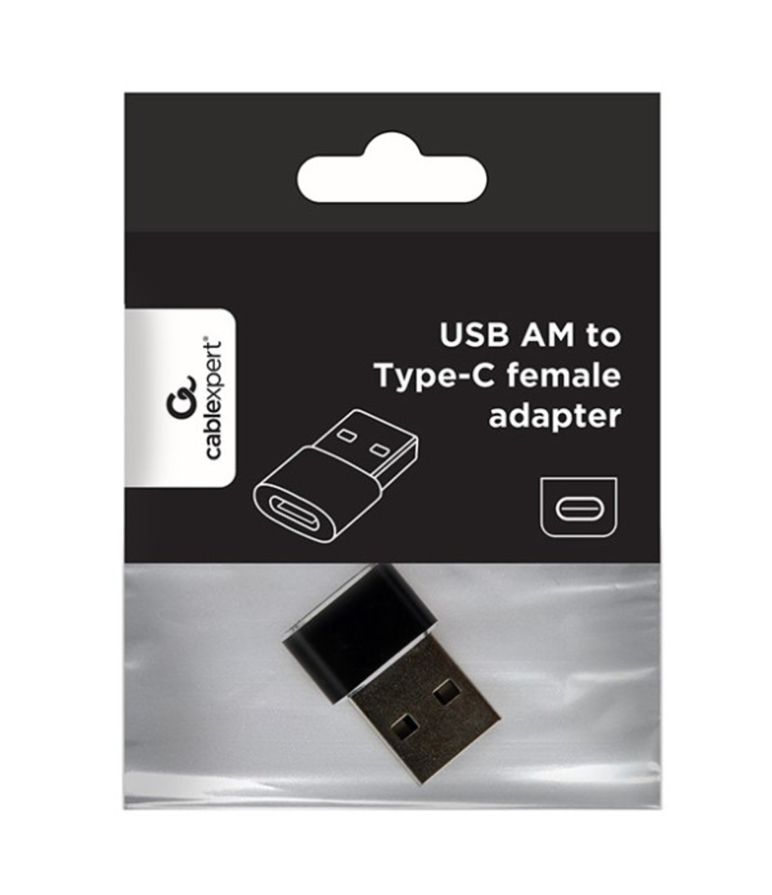 Gembird USB AM to Type-C female adapter, black