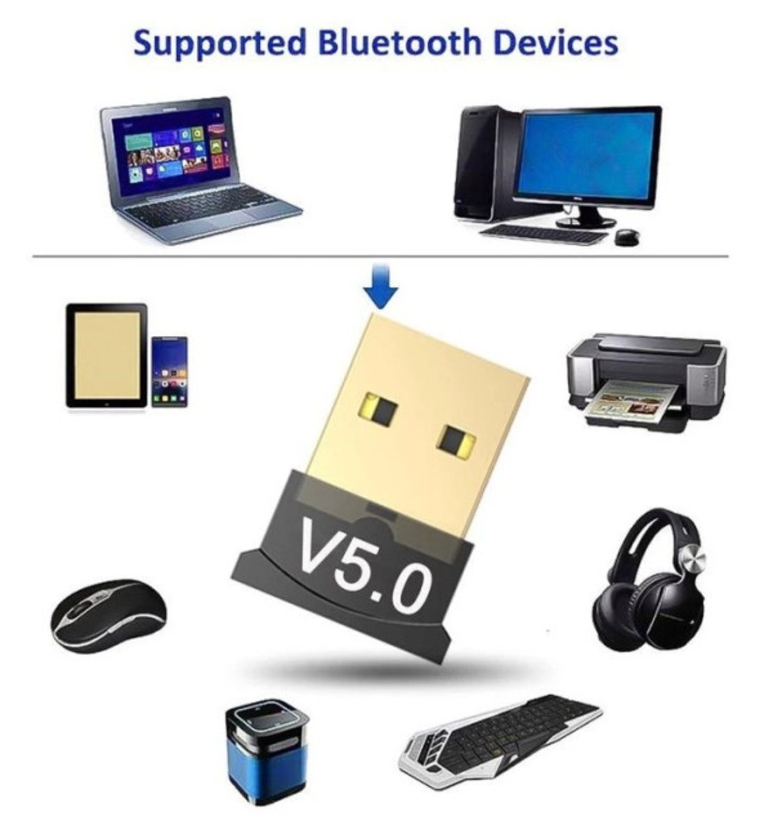 Gembird USB2.0/3.0 Bluetooth dongle v5.0, 2.4Ghz 3MB/s(24Mbps) 8dBm 20m