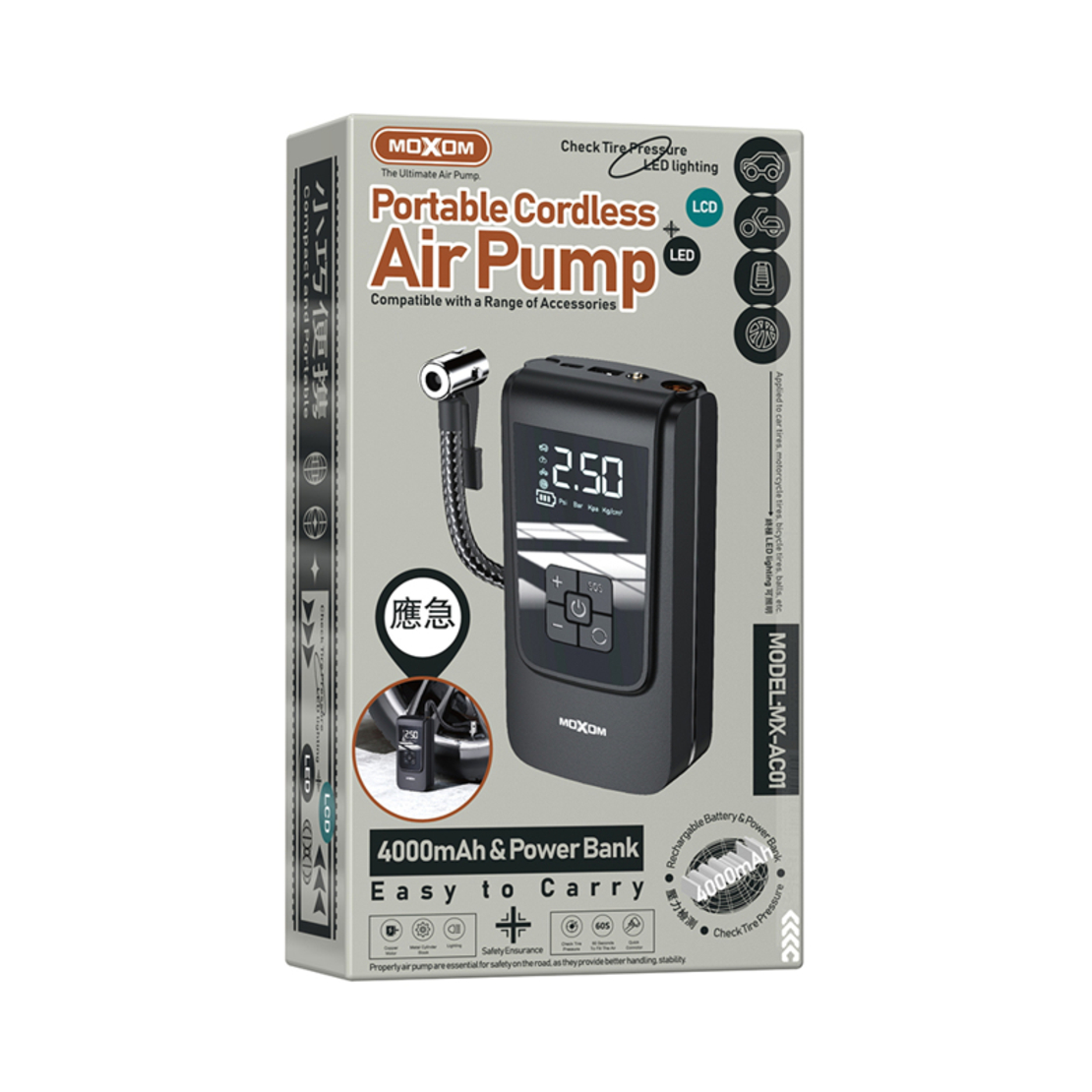 Multifunkcionalna pumpa sa power bankom Moxom MX-AC01 crna