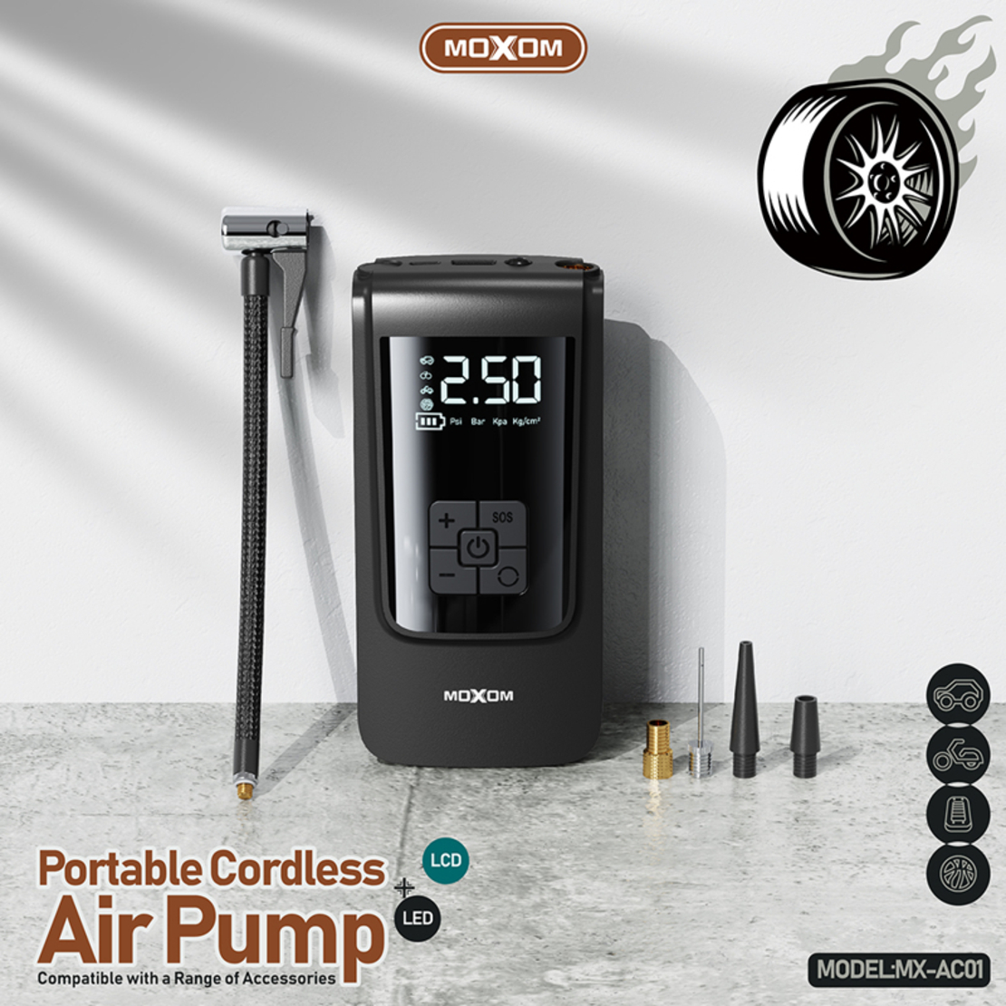 Multifunkcionalna pumpa sa power bankom Moxom MX-AC01 crna