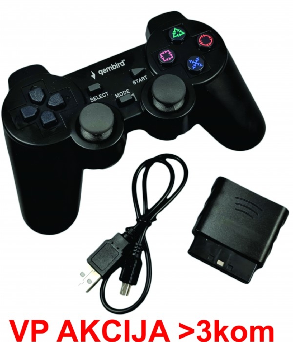 Gembird Bezicni gamepad sa dvostrukom vibracijom, PS2 / PS3 / PC
