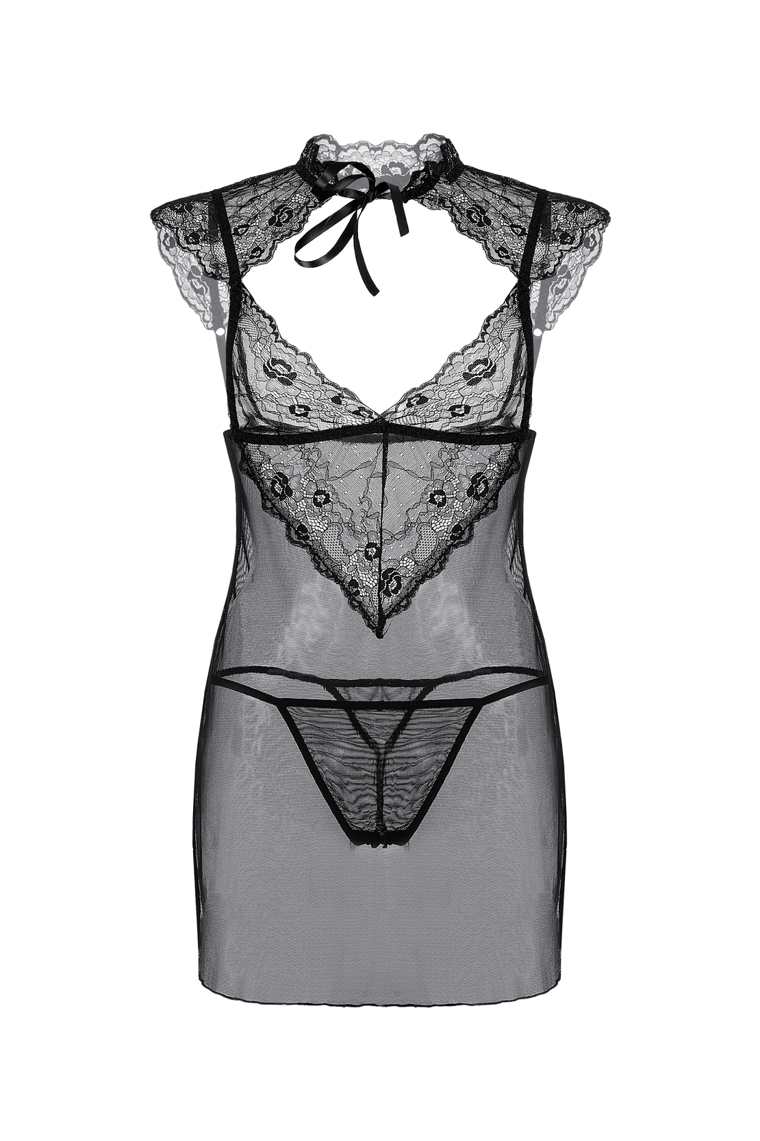 Комбинация и стринги Candy Girl Luscious, черный, XL