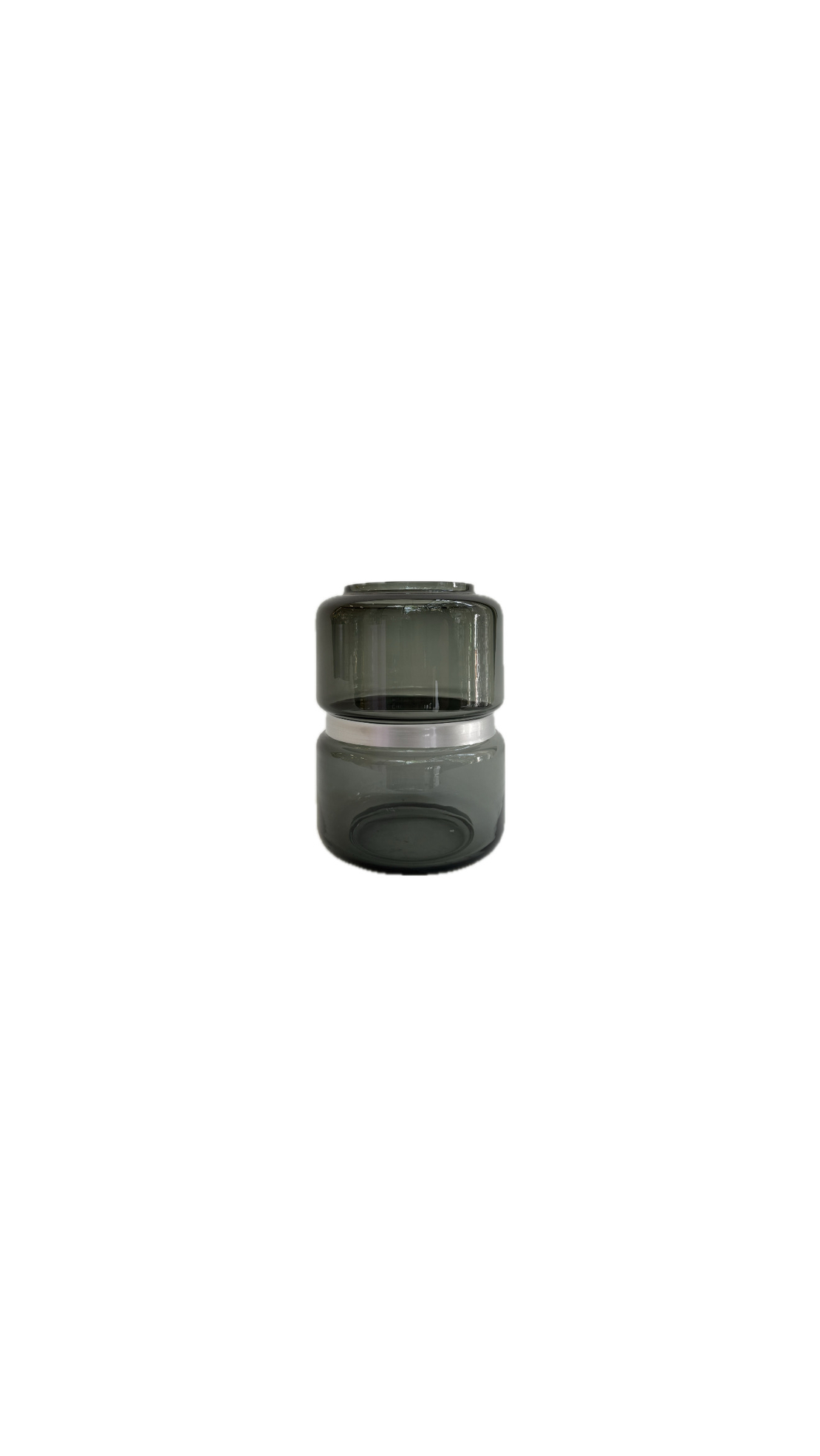 Glass Vase Gray With Silver Ring-Large