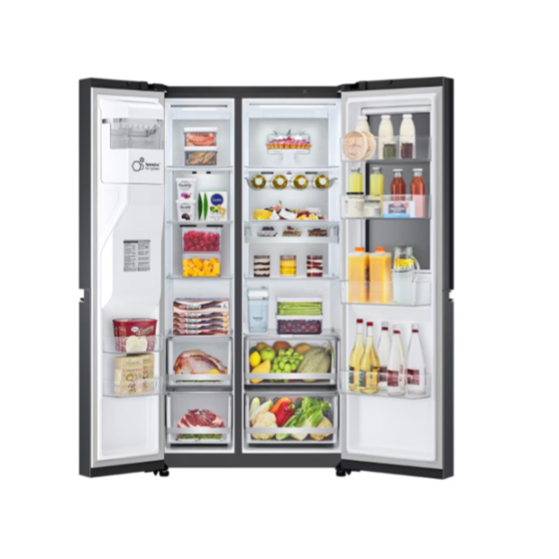 LG Side-by-Side InstaView™ Black fridge, 617 Lit