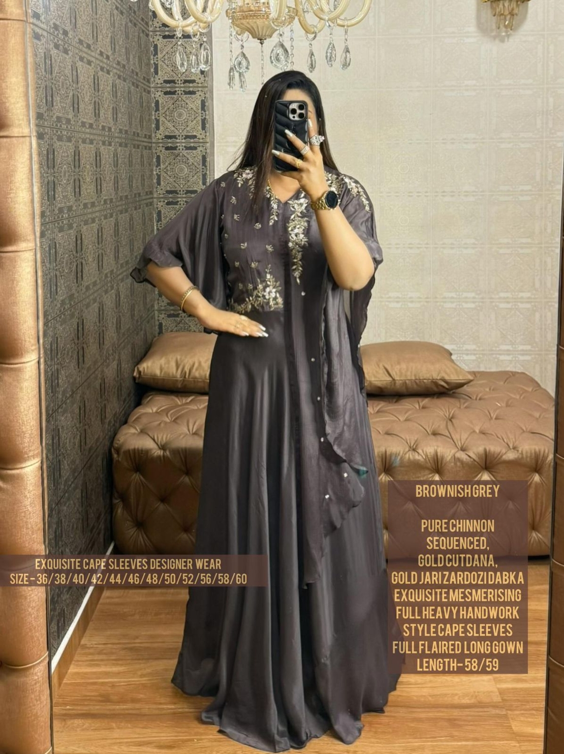EXQUISITE CAPE SLEEVES DESIGNER WEAR