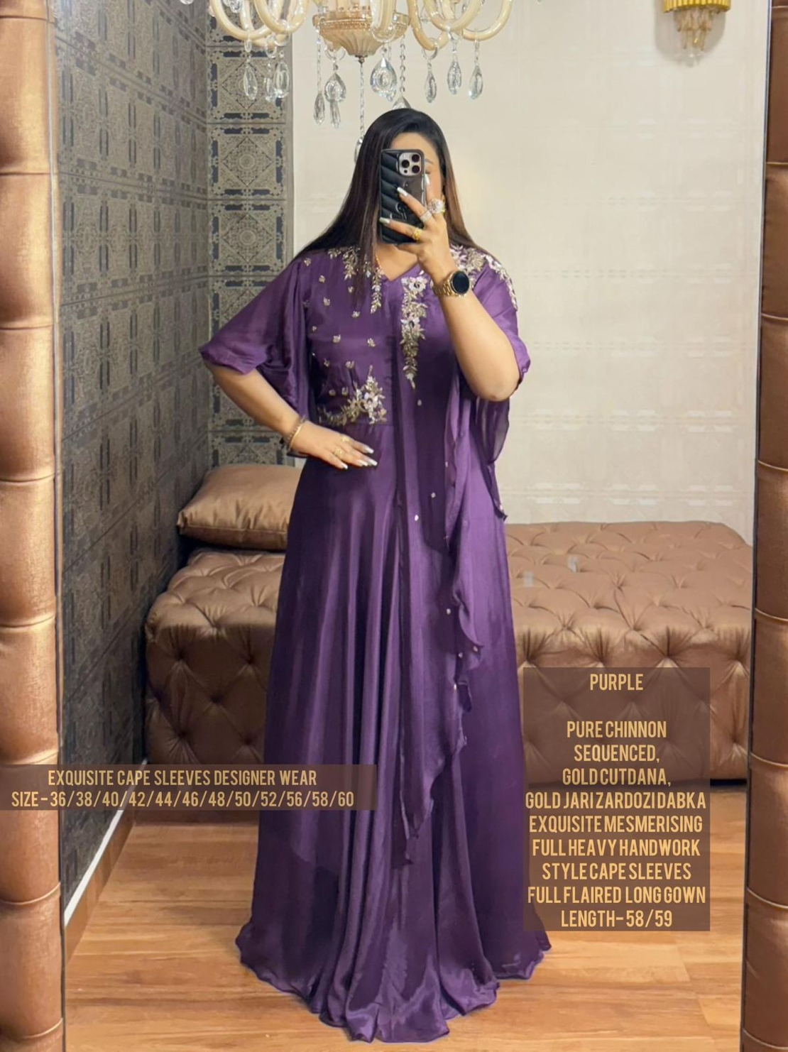 EXQUISITE CAPE SLEEVES DESIGNER WEAR