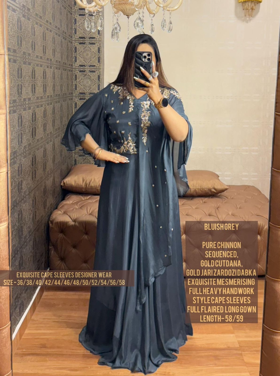 EXQUISITE CAPE SLEEVES DESIGNER WEAR