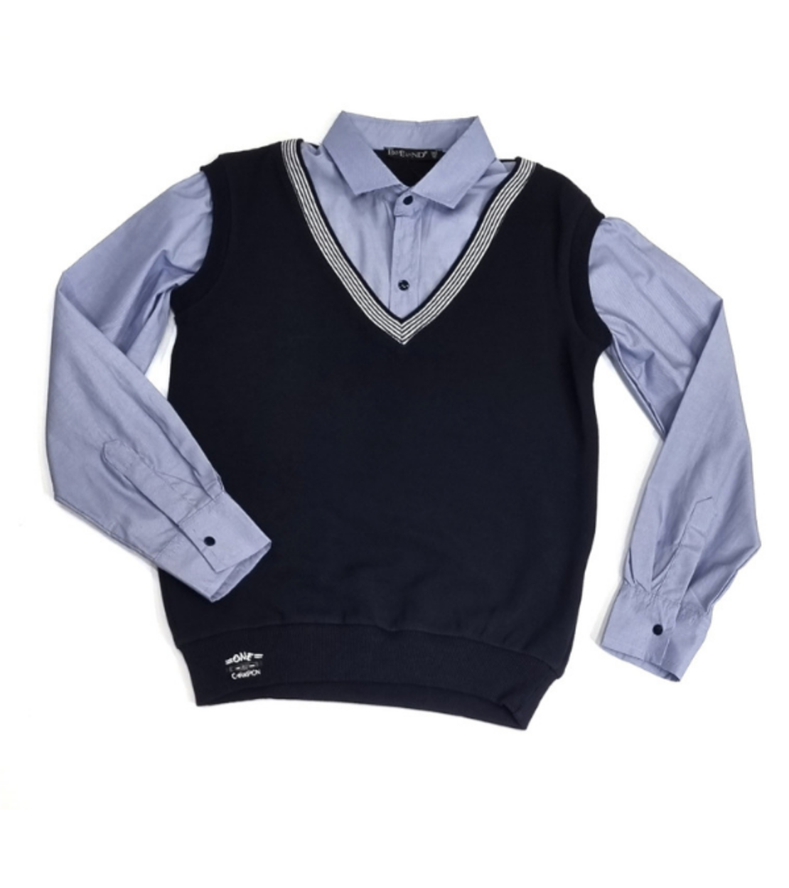 Обманка - джемпер (жилет + рубашка) для мальчика Blueland синий 10871